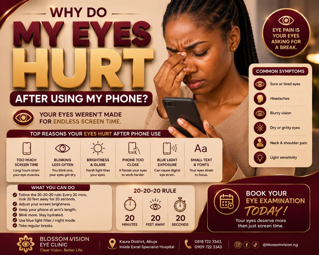 Why Do My Eyes Hurt After Using My Phone? | Abuja Eye Clinic